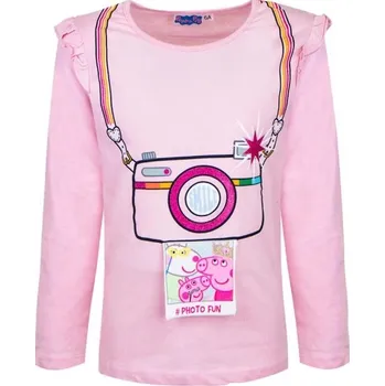 Dívčí tričko Sun City Dívčí tričko PEPPA PIG foťák dlouhý rukáv růžové Barva: Růžová, Velikost: 98