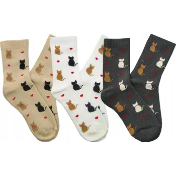 Pánské ponožky 39-42 Ponožky 3x TERRY KITTY kočky TEPLÉ silné zimní ponožky Noviti