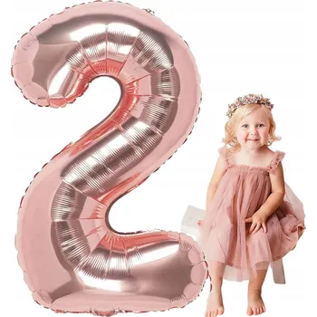 Balónek Fóliový balónek ČÍSLICE 2 Růžově zlatý 17'' Narozeniny 42 cm