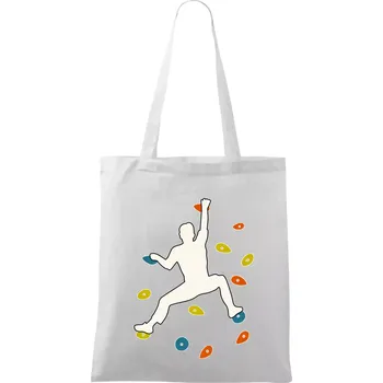Nákupní taška Bouldering lezec - Taška bavlněná - 42 x 38 cm ( Bílá )