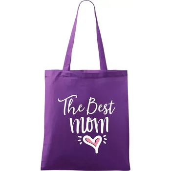 Nákupní taška Best mom pod sebou - Taška bavlněná - 42 x 38 cm ( Fialová )