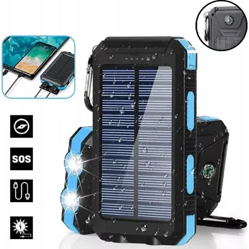 Powerbanka SOLÁRNÍ POWERBANKA S SVÍTILNOU A KOMPASEM 2×USB 20000mAh KVALITNÍ