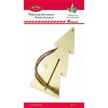 Vánoční ozdoba DŘEVĚNÉ 3D OZDOBY NA STROMEČEK V TVARU STROMEČKU 2KS, TITANUM