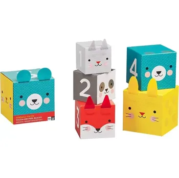 Dřevěná hračka Petit Collage Petitcollage Věž z 1-2-3 kostek zvířátka - poškozený obal