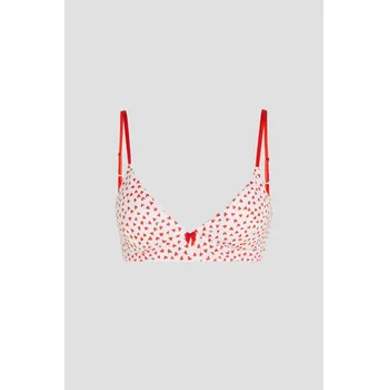 Podprsenka SPODNÍ PRÁDLO KARL LAGERFELD KARL HEART TRIANGLE BRALETTE WHITE-RED KARL HEART AOP