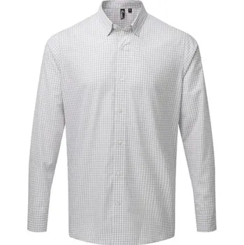 Pánská košile Premier Workwear Pánská košile s dlouhým rukávem PR252 Silver -ca. Pantone 429C-White M