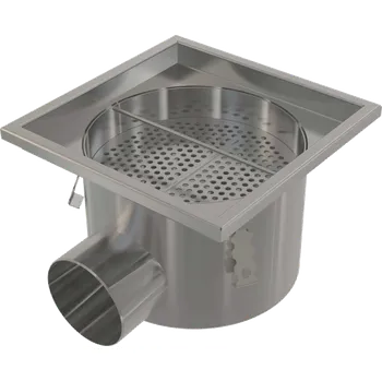 sprchový žlab Alca Průmyslová bodová vpust 300×300, nerez AISI 316L APR5-1121