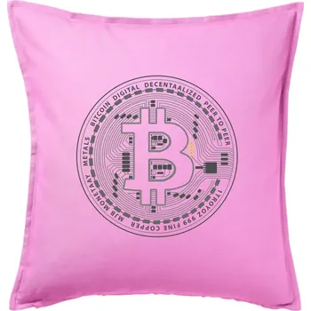 Polštář Bitcoin tištěný spoj - Polštář 50x50 - 50x50 - Pouze potah ( Růžová )