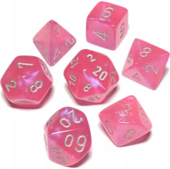 Příslušenství k deskovým hrám Kostky pro RPG Chessex Borealis Pink/Silver (Růžová/Stříbrná)
