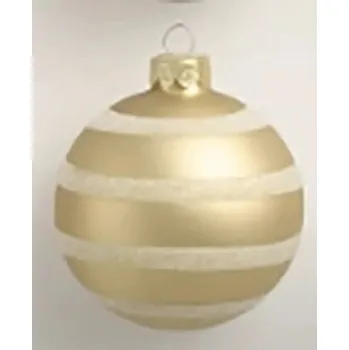 Vánoční ozdoba Vánoční ozdoba koule skleněná motiv proužků Ø 8 cm zlatá