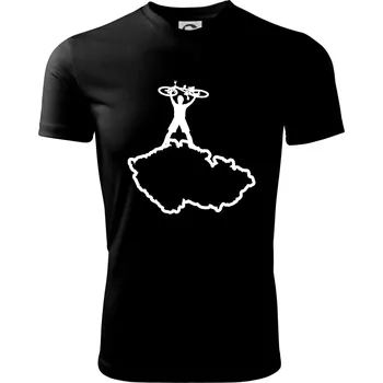 Mapa ČR - cyklista na prsou - Dětské triko sportovní (dresovina) - 146 cm/10 let ( Černá )