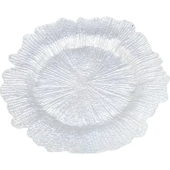 Talíř OZDOBNÝ TALÍŘ - skleněný bílý podtalíř