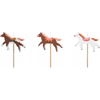 Dortová svíčka Svíčky na dort "Koně", PartyDeco, 4 cm, 3 ks