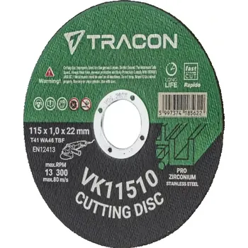 Řezný kotouč Řezný kotouč Tracon VK11510 115x1,0x22mm (Tracon VK11510)