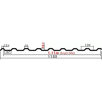 Střešní krytina Trapézový plech 18/N plechová krytina 0,5mm přírodní pozink dl.2m (Výška vlny 18mm)