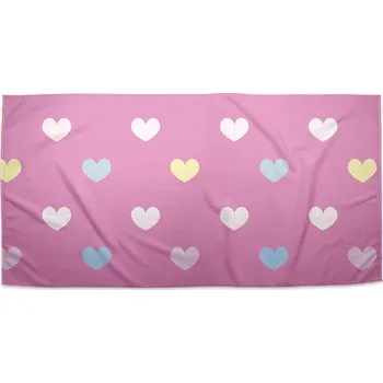 Ručník Sablio Ručník Srdce na růžové - 70x140 cm
