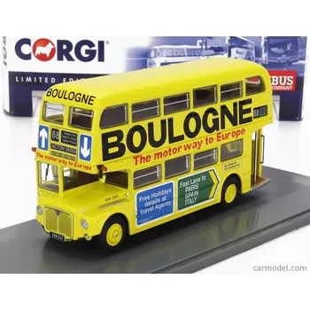 autíčko Corgi AEC Type Rm Autobus London Transport Boulogne Route 88 Action Green 1949 1:76 Žlutá