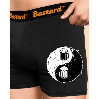 Trenýrky Bastard Jin Jang pivo boxerky Black
