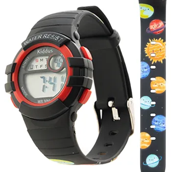 Hodinky Kiddus Digitální hodinky pro holky a kluky. Se stopkami, budíkem a světlem.