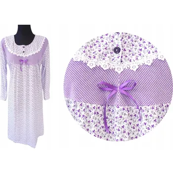 Dámské noční prádlo Noční bavlněná Košile s dlouhým rukávem, výšivkou/krajkou SENTINA, velikost 3XL