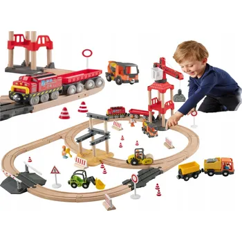 Vláček a vláčkodráha LUPILU Dřevěná vláčkodráha Stavební náměstí