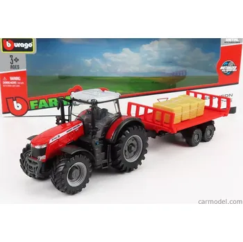 autíčko Bburago Massey ferguson 8740s Tractor With Trailer 2016 1:50 Red