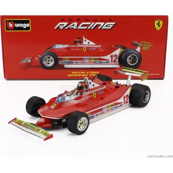 Dětské zboží Bburago Ferrari F1 312t4 N 12 Winner Watkins Glen Gp Usa (with Pilot Figure And Rain Wheels) 1979 Gilles Villeneuve 1:18 Red