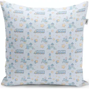 Polštář Sablio Polštář Stavebnice a vláčky - 50x50 cm