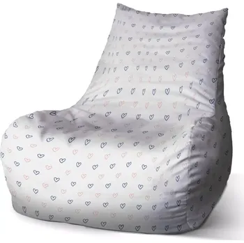Sedací pytel Sablio Sedací vak Bean Srdíčka na bílé - 60 x 70 x 70 cm
