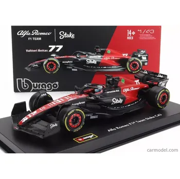 autíčko Bburago Alfa romeo F1 C43 Team Stake N 77 Season 2023 Valtteri Bottas 1:43, černá