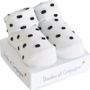 Hračka pro nejmenší Doudou et Compagnie Paris Doudou Ponožky univerzální 0/6 měs. 1 pár bílá s puntíky