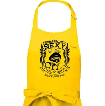 Kuchyňská zástěra Nesnáším být sexy - policista - Pánská zástěra na vaření - Univerzální velikost ( Žlutá )