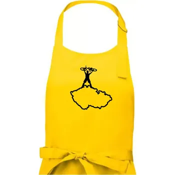 Kuchyňská zástěra Mapa ČR - cyklista na prsou - Pánská zástěra na vaření - Univerzální velikost ( Žlutá )