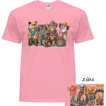 Pánské tričko bavlnene_panske_vtipne_tricko_potisk_kovboj_kocky Barva: Pink neo - pastelově růžová, velikost: XS