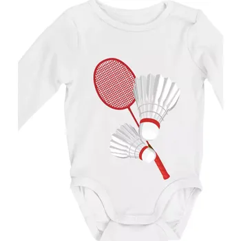 Kojenecký body Badminton - pálka a košík - Body kojenecké s dlouhým rukávem - Dlouhý r. do 3 měs ( Bílá )
