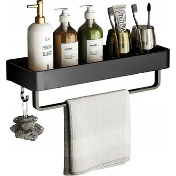 Závěsná koupelnová police s držákem na ručníky 2v1