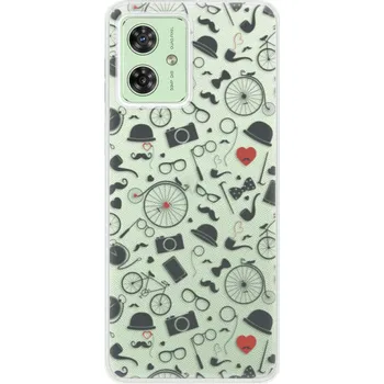Pouzdro na mobilní telefon Silikonový obal iSaprio - Motorola Moto G54 5G - Vintage Pattern 01 - black (Silikonový obal, kryt a pouzdro iSaprio - Motorola Moto G54 5G - Vintage Pattern 01 - black - stylová ochrana telefonu, pružný TPU materiál, odolný UV potisk, česká výroba)