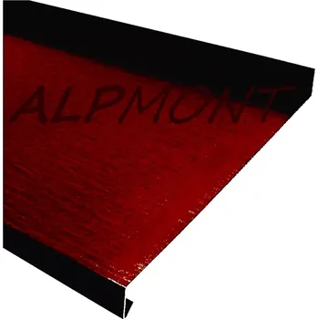 Parapet Parapet venkovní r.š.125mm - pozink Lakovaný RAL 3009 červená oxid s folií dl.2m (Vhodné pro šířku zdiva 40-65mm , Parapet r.š.125mm – okenní parapetní plech (délka 2m))