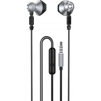 Sluchátka KOVOVÁ DRÁTOVÁ SLUCHÁTKA DO UŠÍ 3,5 MM MINI JACK S MIKROFONEM