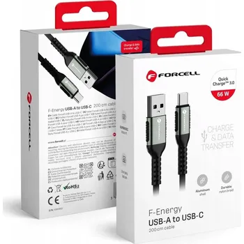Datový kabel Kabel Forcell USB – USB typ C 3 m černý