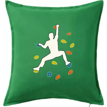 Polštář Bouldering lezec - Polštář 50x50 - 50x50 - Včetně výplně ( Středně zelená )