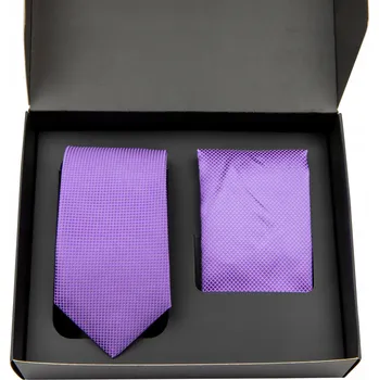 Kravata Pánská kravata fialová levandulová hladká + kapesníček fialový