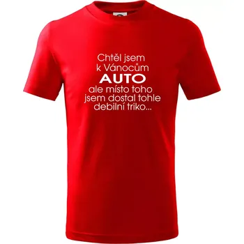 Chlapecké tričko Chtěl jsem k Vánocům auto - Tričko dětské bavlněné - 98 cm / 2 roky ( Červená )