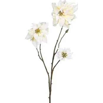 umělá květina Umělá větev Poinsettia 68 cm bílá textil