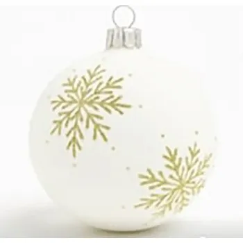 Vánoční ozdoba Vánoční ozdoba koule skleněná motiv vločky Ø 8 cm bílá