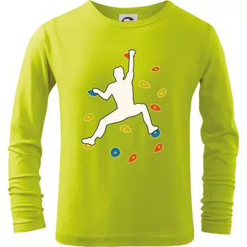 Chlapecké tričko Bouldering lezec - Triko dětské Long Sleeve - 158 cm/12 let ( Limetková )