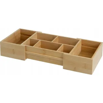 Úložný box ROZKLÁDACÍ BAMBUSOVÝ PROSTORNÝ ORGANIZÉR DO ŠUPLÍKU S PŘIHRÁDKAMI