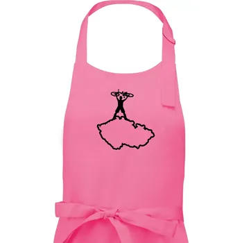 Kuchyňská zástěra Mapa ČR - cyklista na prsou - Pánská zástěra na vaření - Univerzální velikost ( Růžová )