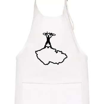 Kuchyňská zástěra Mapa ČR - cyklista na prsou - Dětská zástěra na vaření - Univerzální velikost ( Bílá )