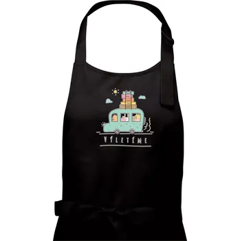 Kuchyňská zástěra Výletíme obytňák kreslený - Dámská zástěra na vaření - Univerzální velikost ( Černá )